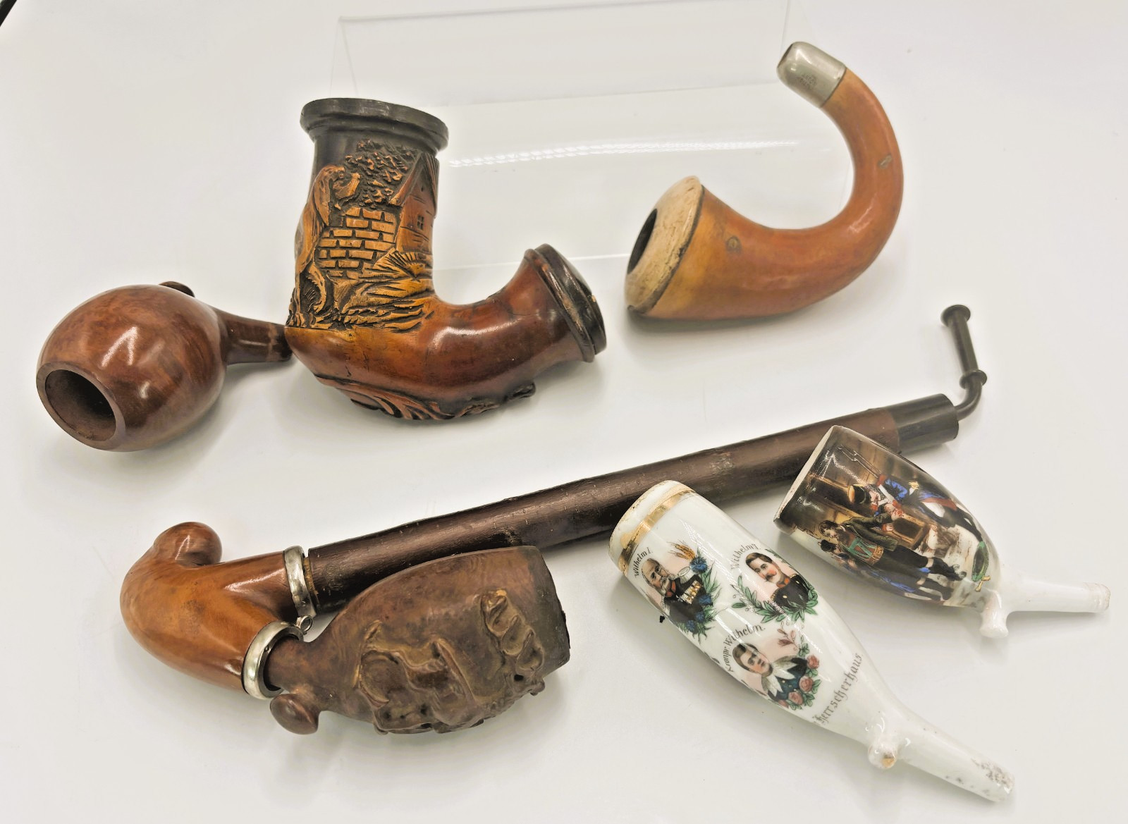 Tobacco Pipe Lot *FOR PARTS & REPAIR* Vtg  Antique Carved Wood Porcelain Lot #1