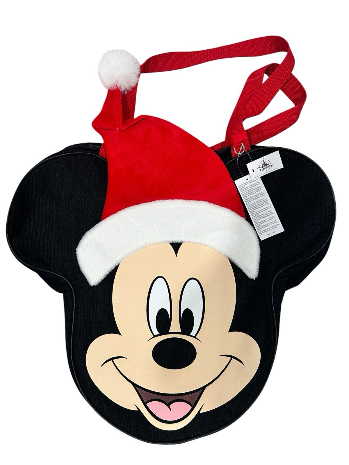 Disney Parks Santa Mickey Mouse Big Head Tote Bag Jumbo Large Christmas NEW