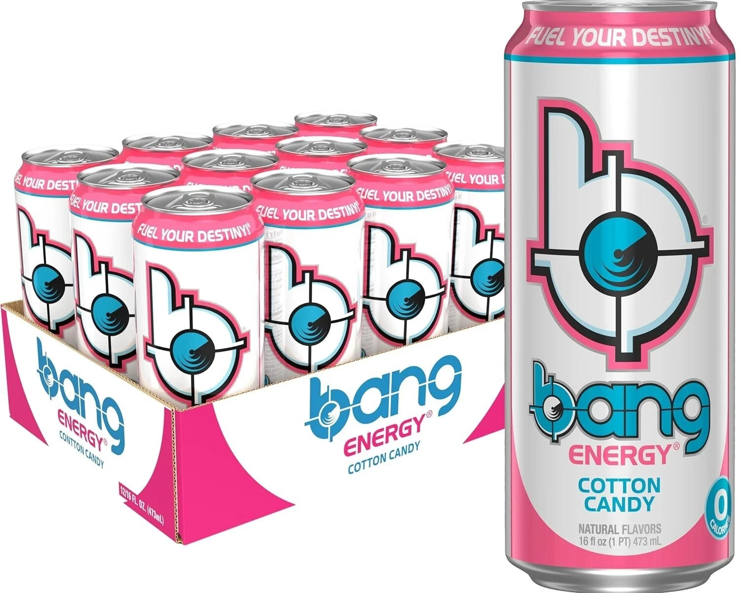 Bang Energy Cotton Candy, Sugar-Free, Energy Drink, 16-Ounce (Pack of 12)