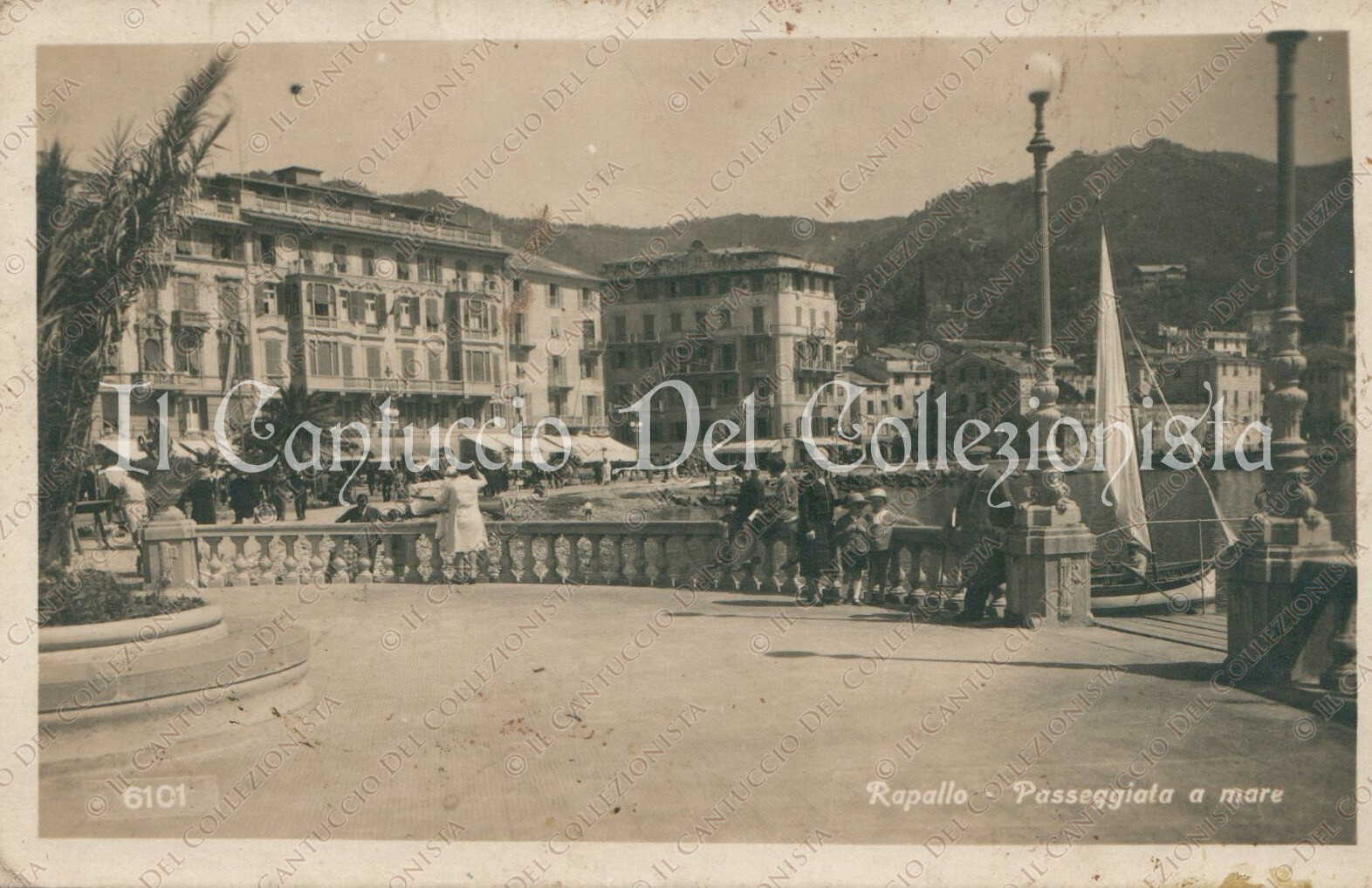 1938 RAPALLO promenade a mare Genoa postcard