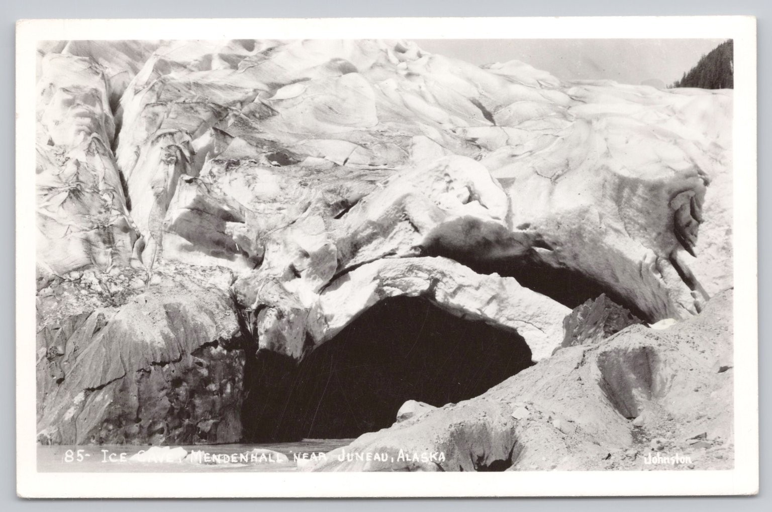 Vintage RPPC Mendenhall Ice Cave Glacier Juneau Alaska Johnston Photo Postcard