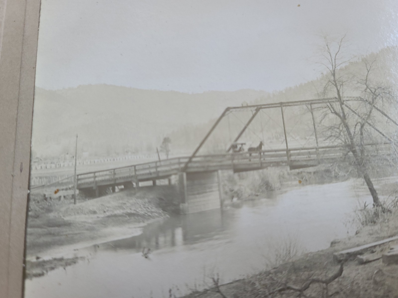 Antique 1897 Photograph Bridge Over River California Landscape Western USA Antique 1897 Photograph Bridge Over River California Landscape Western USA