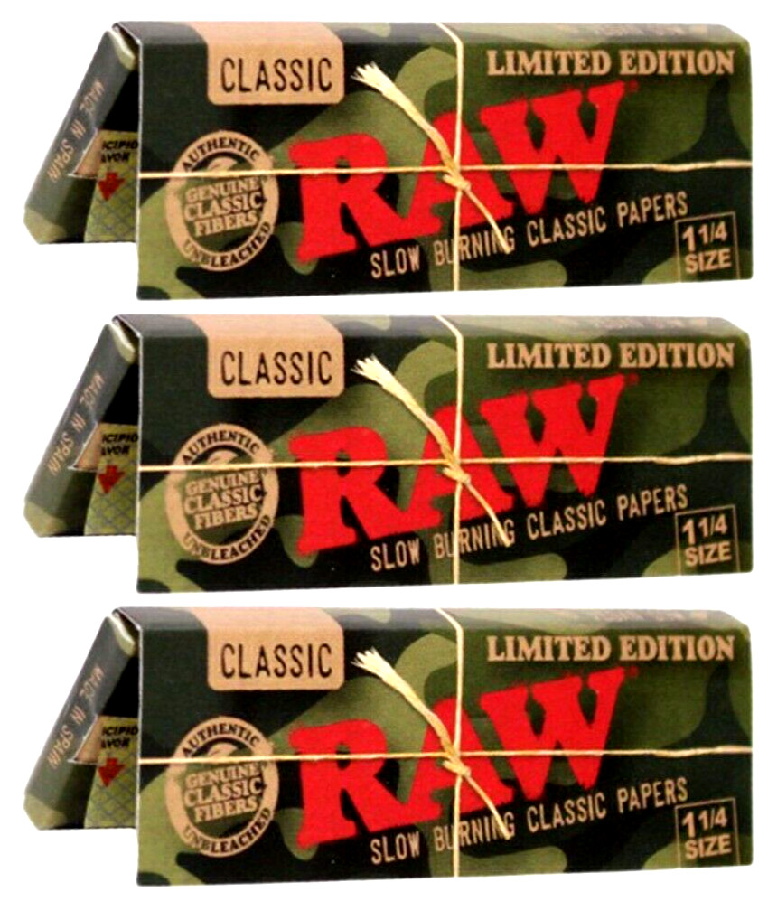 3X Raw Camo Black 1 1/4 Rolling Papers 50 LVS/PK LIMITED EDITION USA SHIPPED
