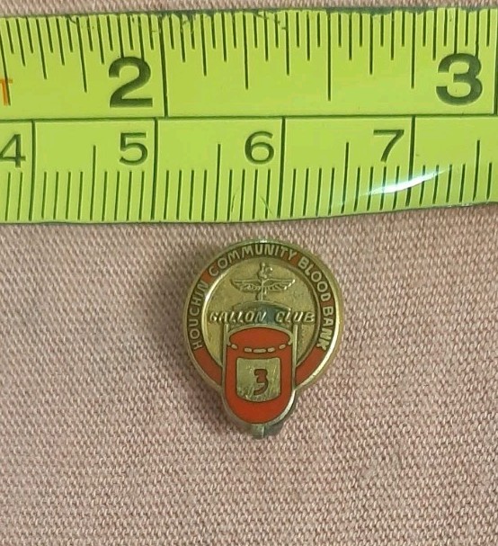 Vintage Houchin Community Blood Bank 3 Gallon Club Pin Award California