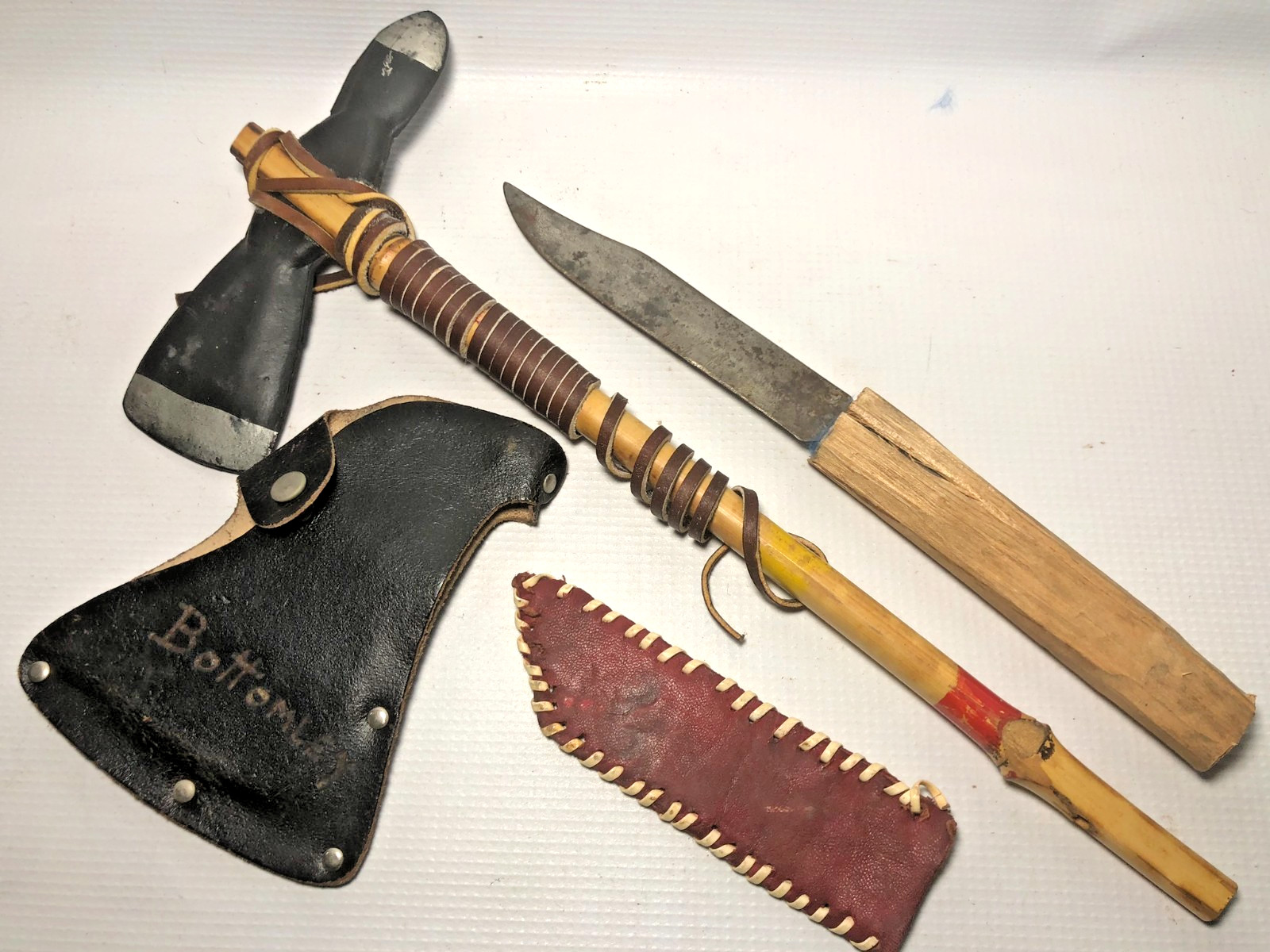 Vtg. 1960's BSA Boy Scout Indian Style Tomahawk, Sheath & Knife Vtg. 1960's BSA Boy Scout Indian Style Tomahawk, Sheath & Knife
