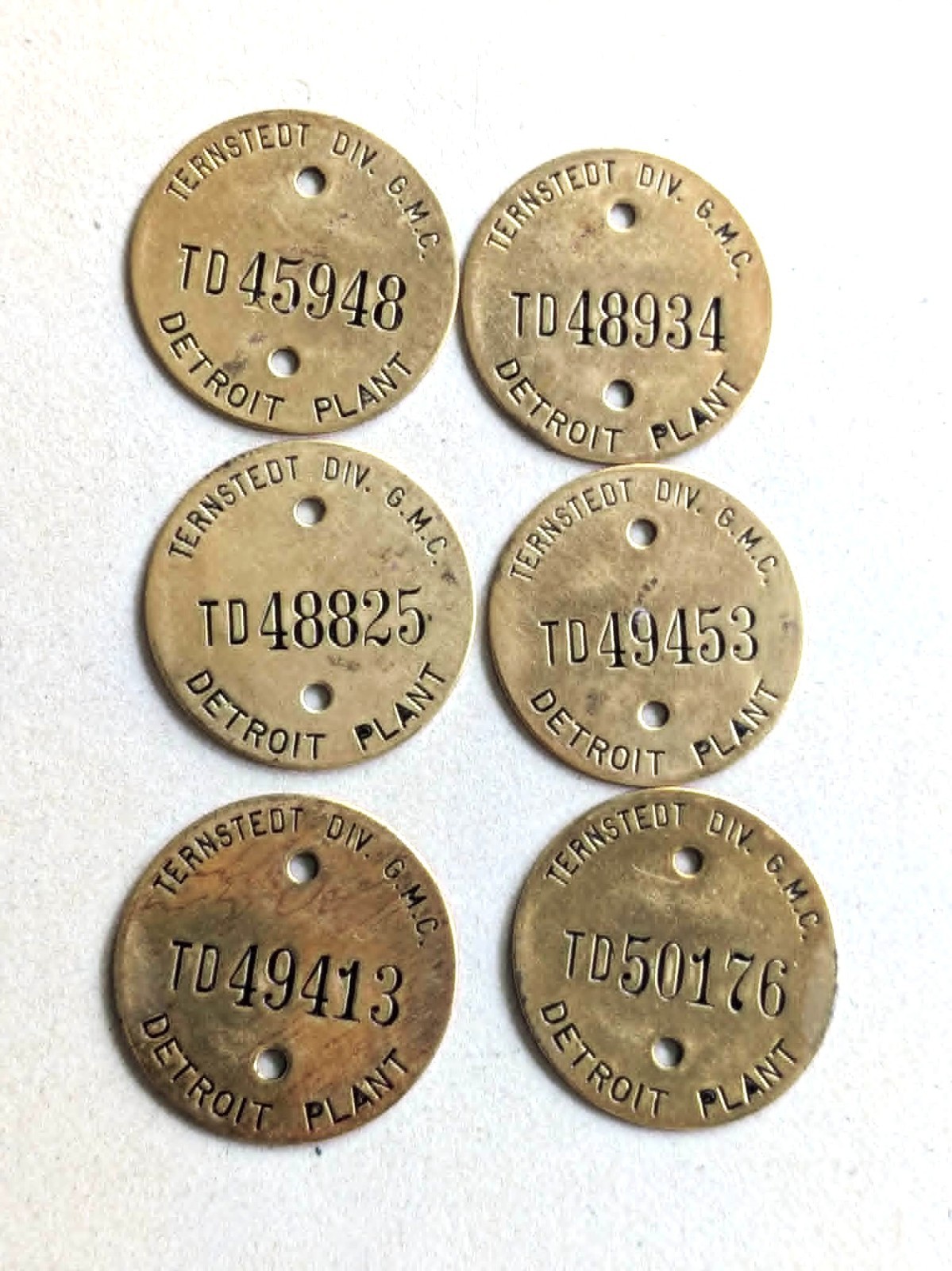 1950's/60's TERNSTEDT DIV. G.M.C. DETROIT BRASS TOOL CHECK TAGS GR8 Keychains 1950's/60's TERNSTEDT DIV. G.M.C. DETROIT BRASS TOOL CHECK TAGS GR8 Keychains