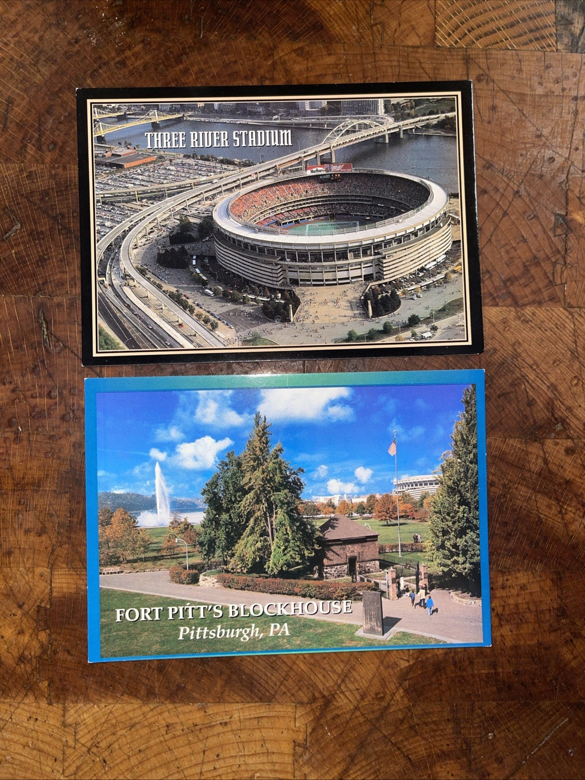 2- Pgh, PAPostcards/Landmark Scenic,Three River Stadium/Fort Pitt’s Blockhouse 2- Pgh, PAPostcards/Landmark Scenic,Three River Stadium/Fort Pitt’s Blockhouse
