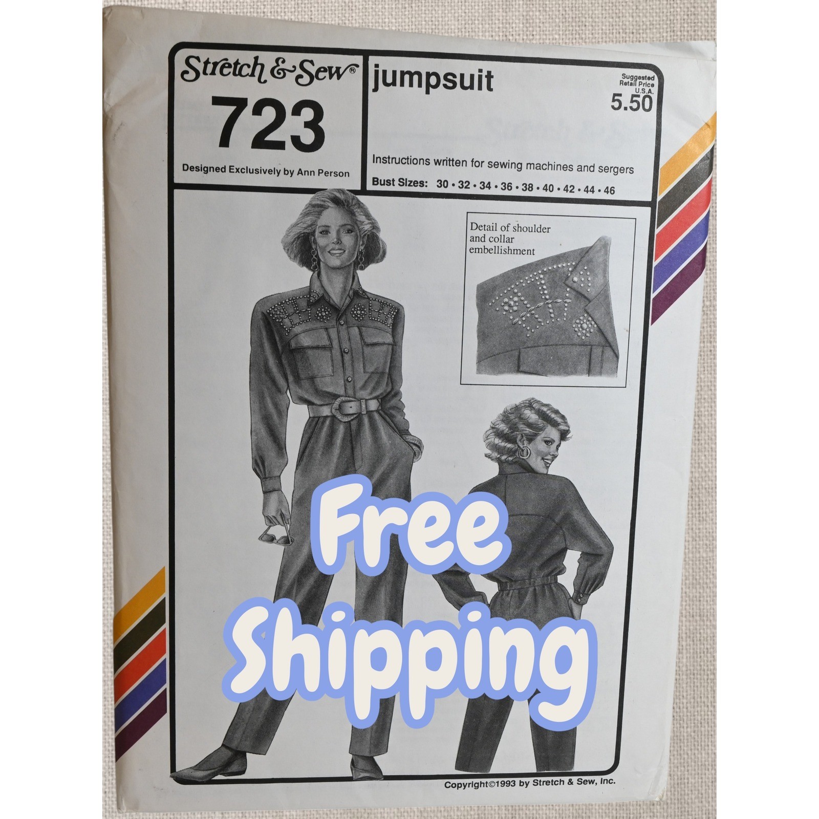 Stretch & Sew 723 Jumpsuit Sewing Pattern Women Bust 30-46 Uncut Factory Folded