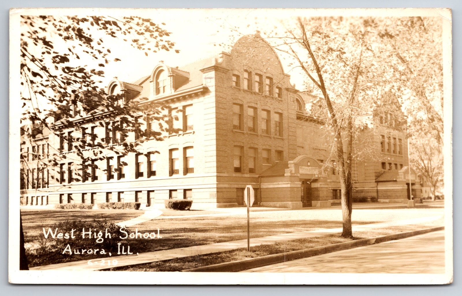 West High School Aurora Illinois Real Photo RPPC