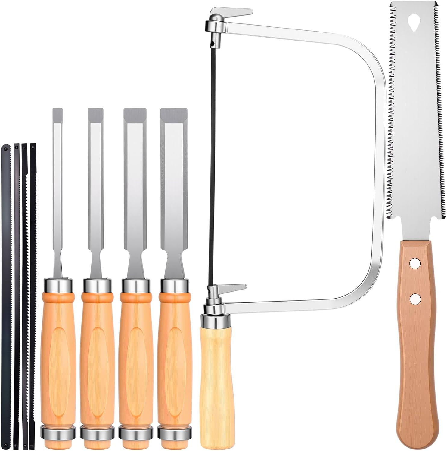 6 Pcs Woodworking Tools Set,Wood Chisels with Saw Set