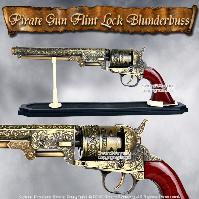 Western Cowboy Black Powder Outlaw Revolver Pistol Replica Gun w/ Stand