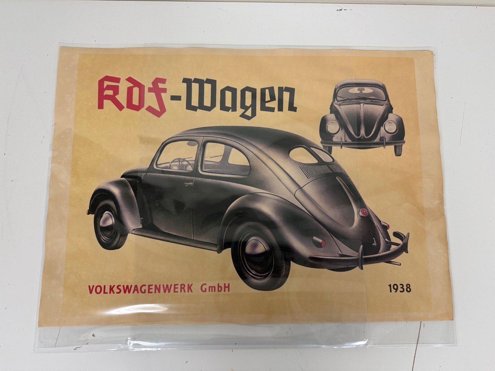 Original Poster Volkeswagenwerk GmbH 1938 Split Window VW / kdf - Wagen
