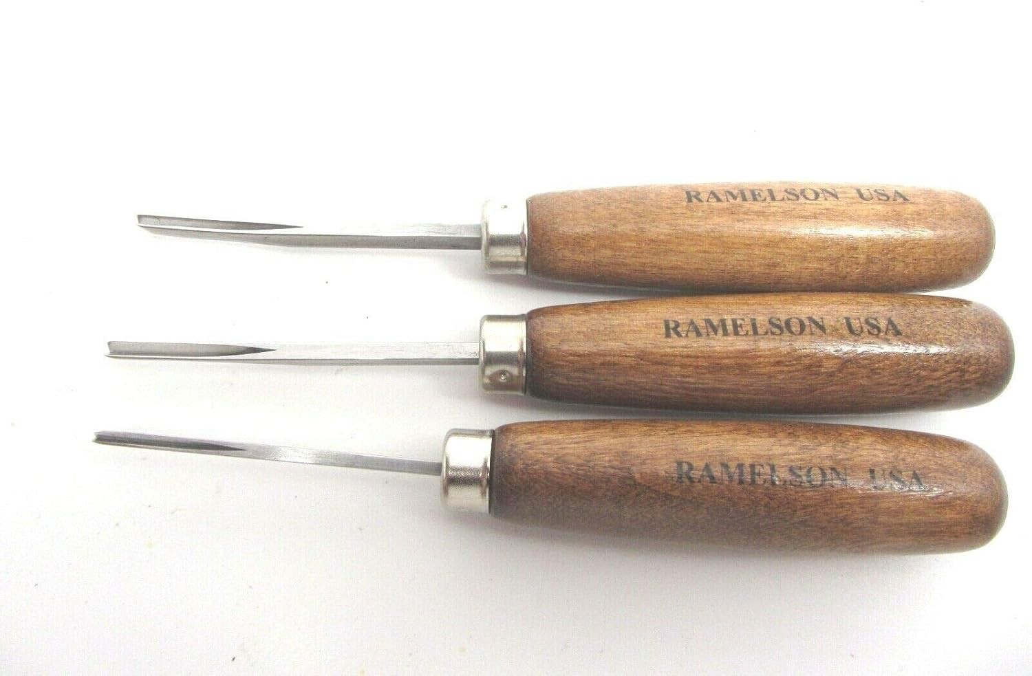 3 Ramelson Bent Veiner Line 60 Degree V Checkering Wood Carving Hand Chisel T...