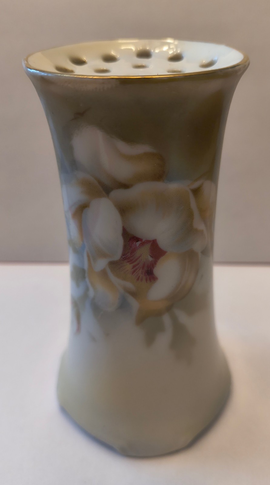 Antique RS Prussia Porcelain Peony Design Hat Pin Holder