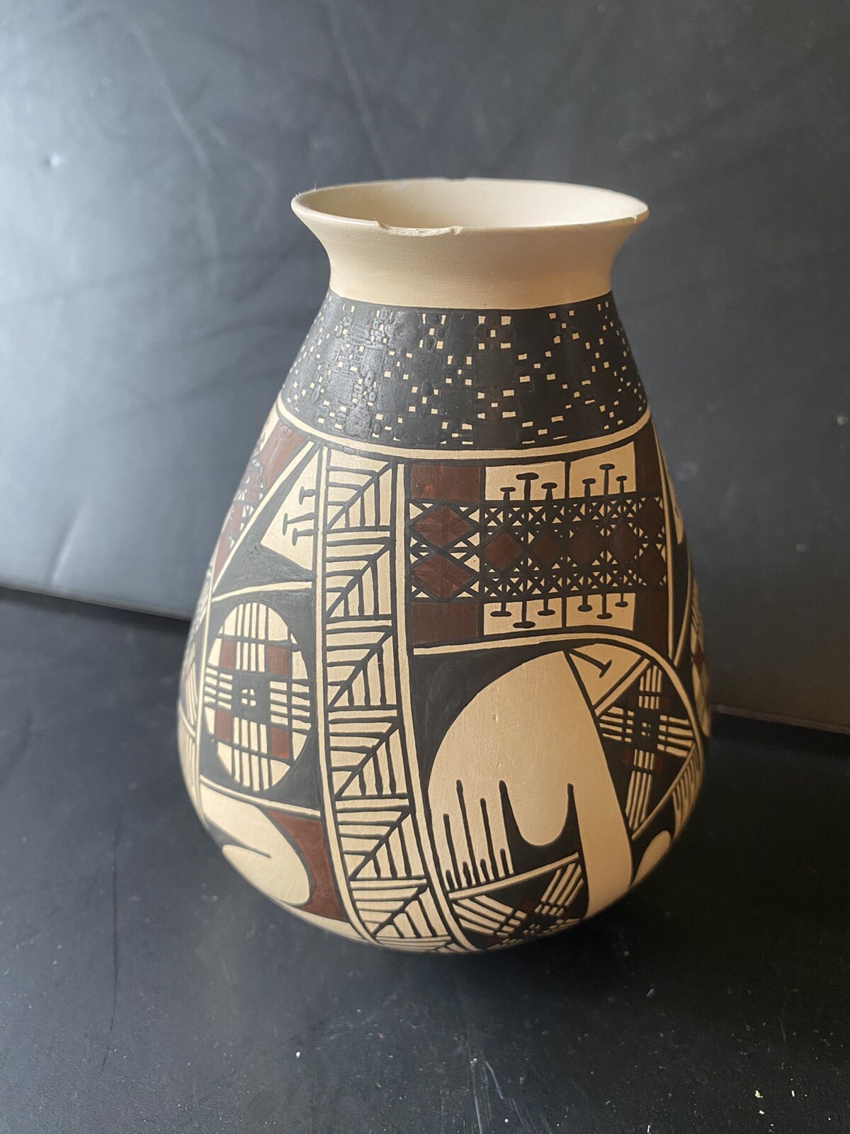 Vintage MATA ORTIZ Pottery Luis Ortiz 5” Vase Chihuahua Mexico