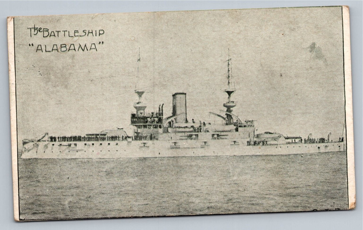 1908 Battleship Alabama US Navy Military Postcard Lyon Springs AZ Postmarked