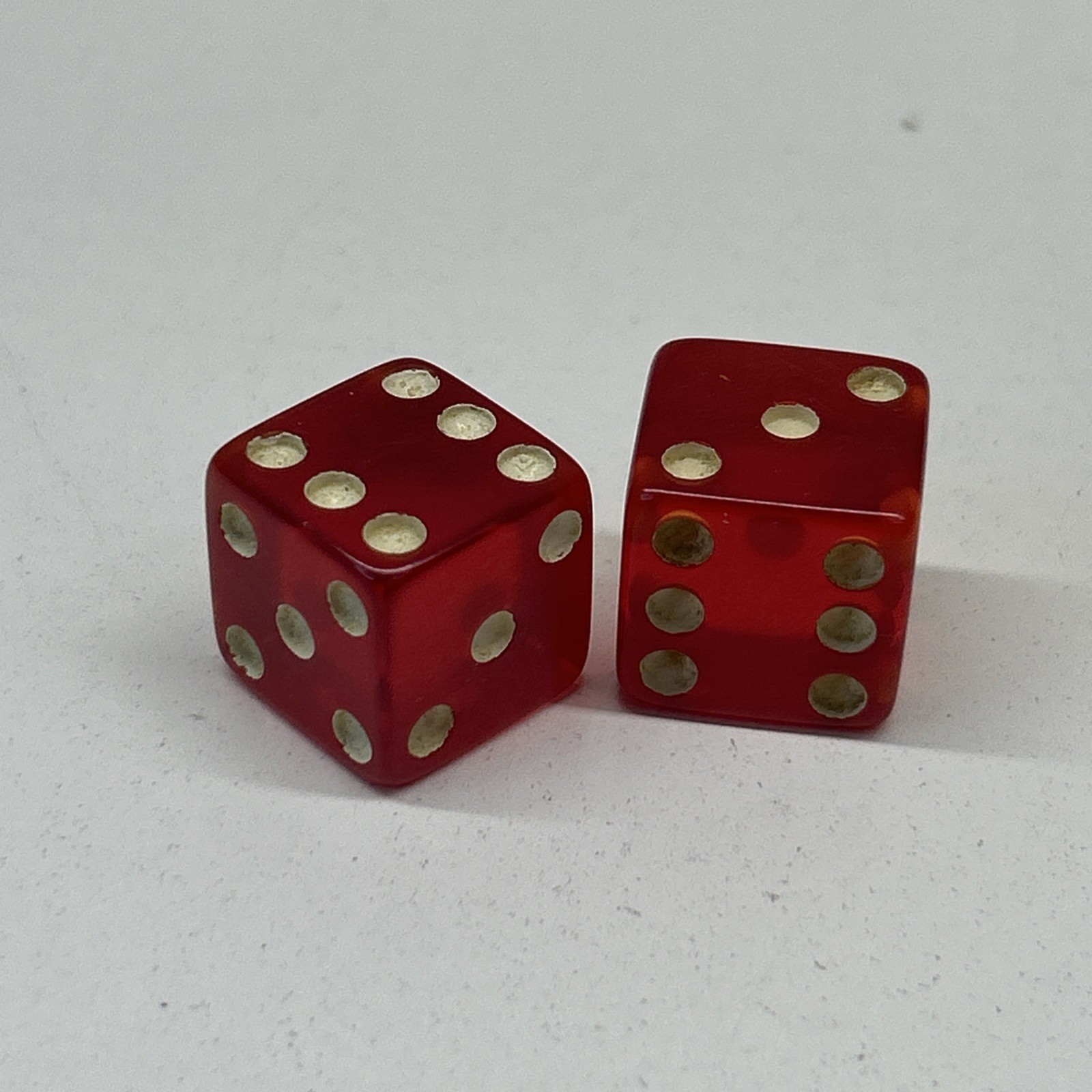 Vintage Translucent RED Bakelite Dice 15mm 5/8” Inch SET Of 2