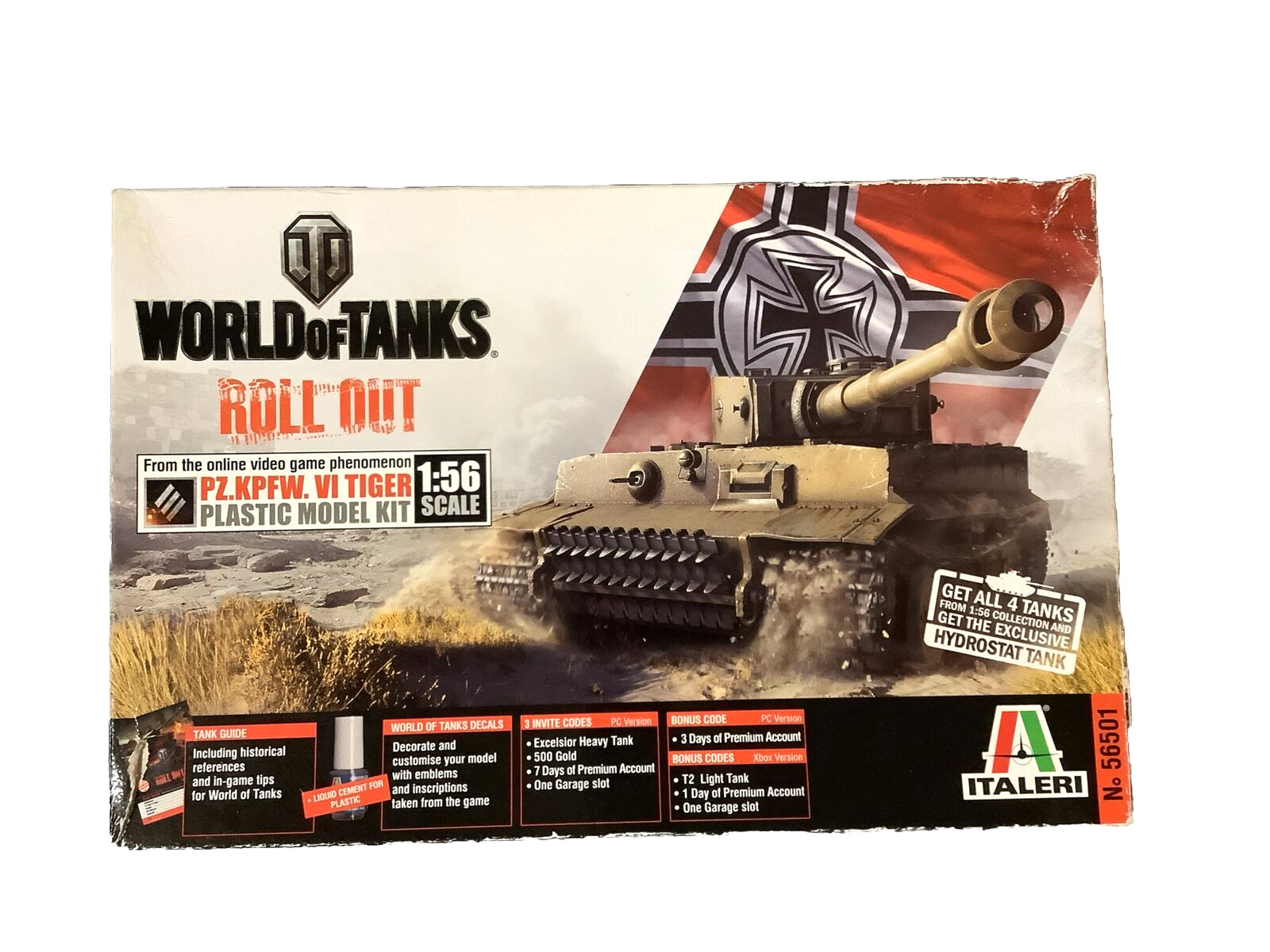 World Of Tanks Roll Out Pz.kpfw.VI Tiger 1/56 Scale Model Kit 2015 Italeri