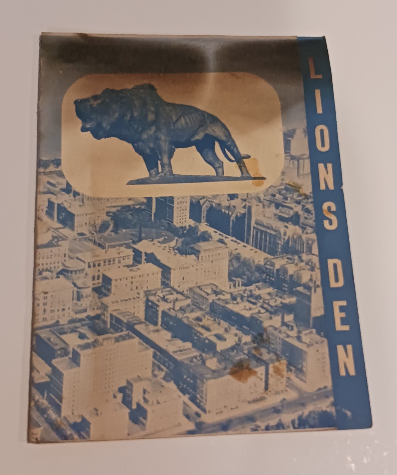 Vintage LIONS DEN Restaurant Menu c1940s City Aerial View Ephemera Chicago RARE