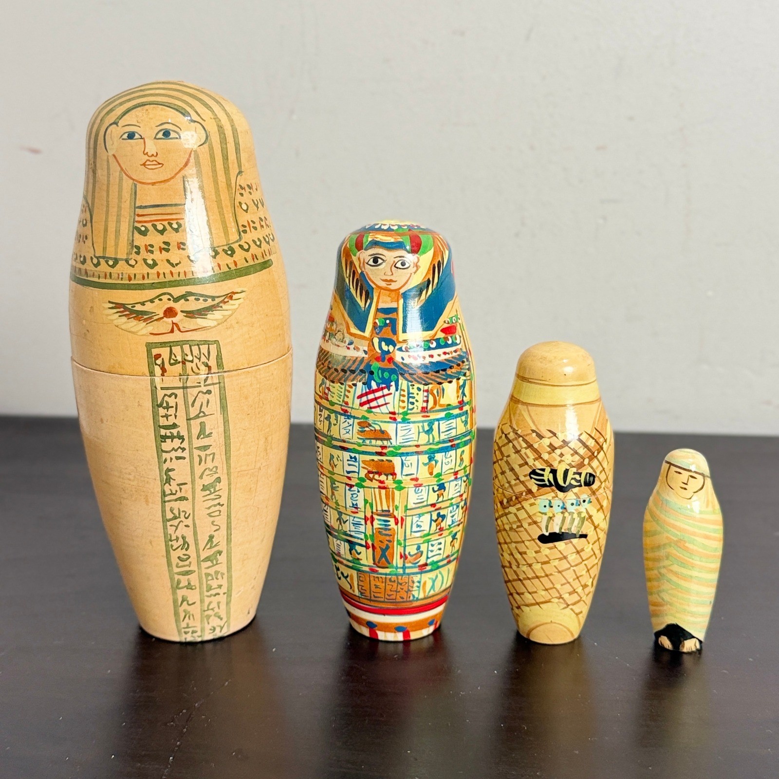 Museum of Fine Arts Boston Egyptian Nesting Dolls Wooden Sarcophagus Mummy Set 4