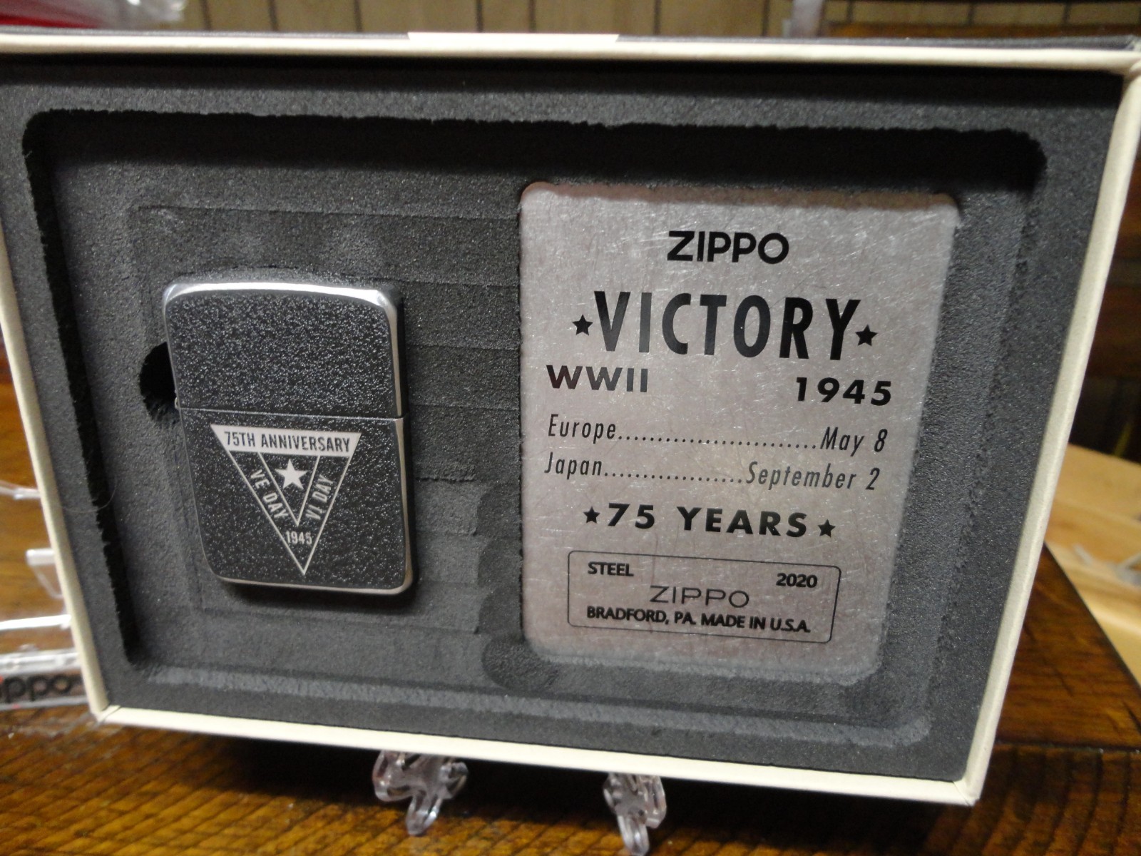 VE VJ DAY 75TH ANNIVERSARY VICTORY STEEL ZIPPO LIGHTER MINT LIMITED EDITION VE VJ DAY 75TH ANNIVERSARY VICTORY STEEL ZIPPO LIGHTER MINT LIMITED EDITION