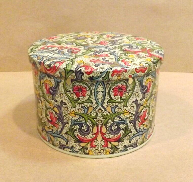 Vintage Pretty Round Tin - Made in England 