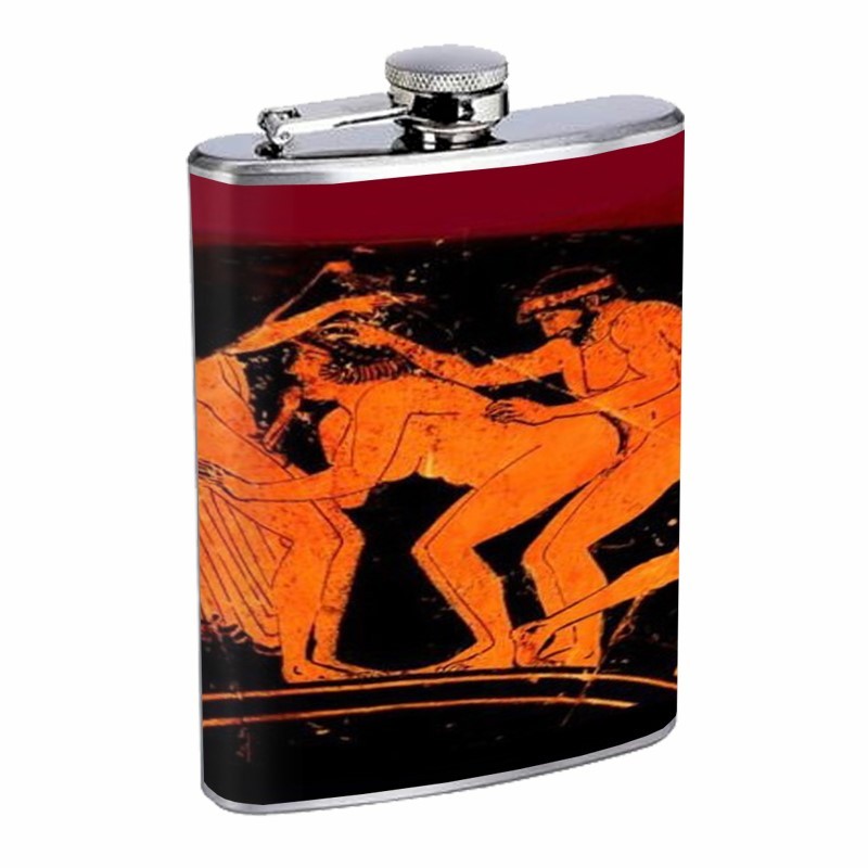 Gay Ancient Greek Erotic Art D528 Flask 8oz Stainless Steel Train Two Men