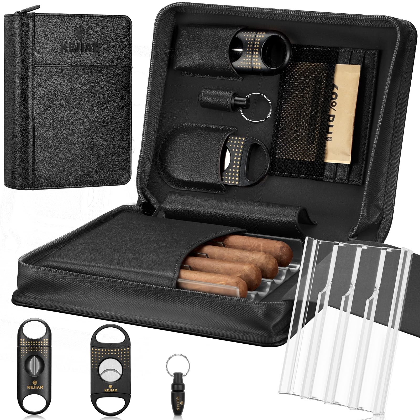 Portable Leather Cigar Humidor Case With Accessories Gift Set Leather Cigar case