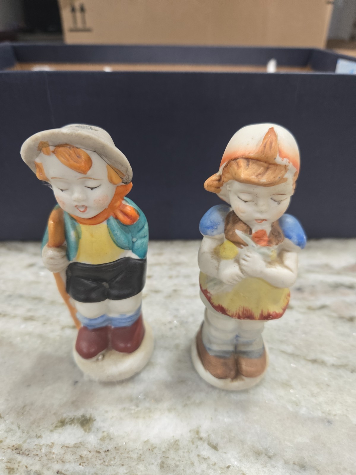 Vintage Occupied Japan Boy & Girl Hummel Style Salt & Pepper Shakers Post WWII