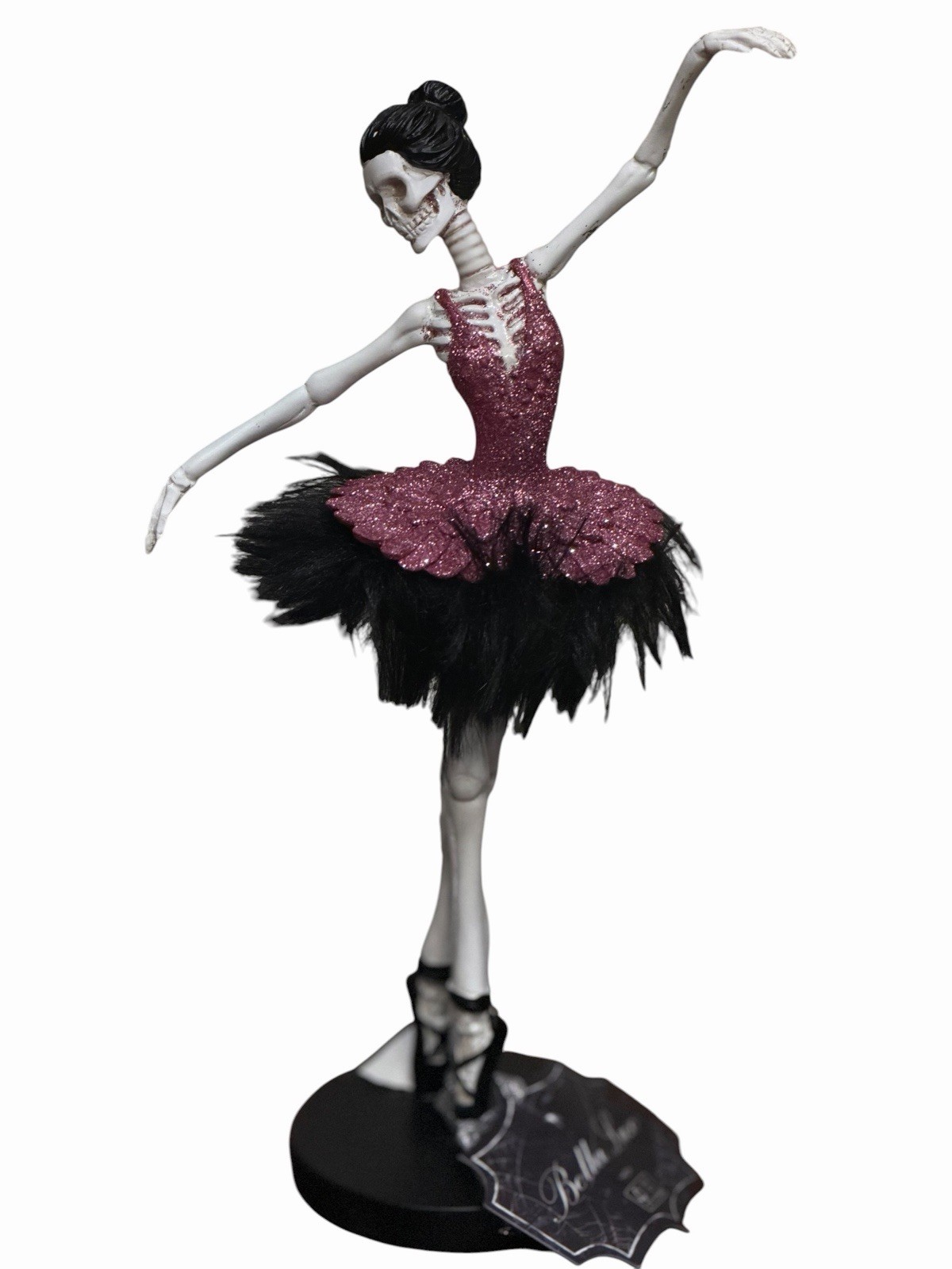 NEW Bella Lux Skeleton Ballerina Pink Glitter Tutu Día de Los Muertos Decor 11\