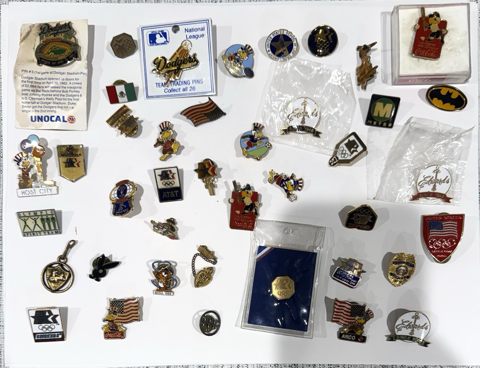 1984 Summer Olympic Games Los Angeles Pin Collection Display Vintage | Lot of 41