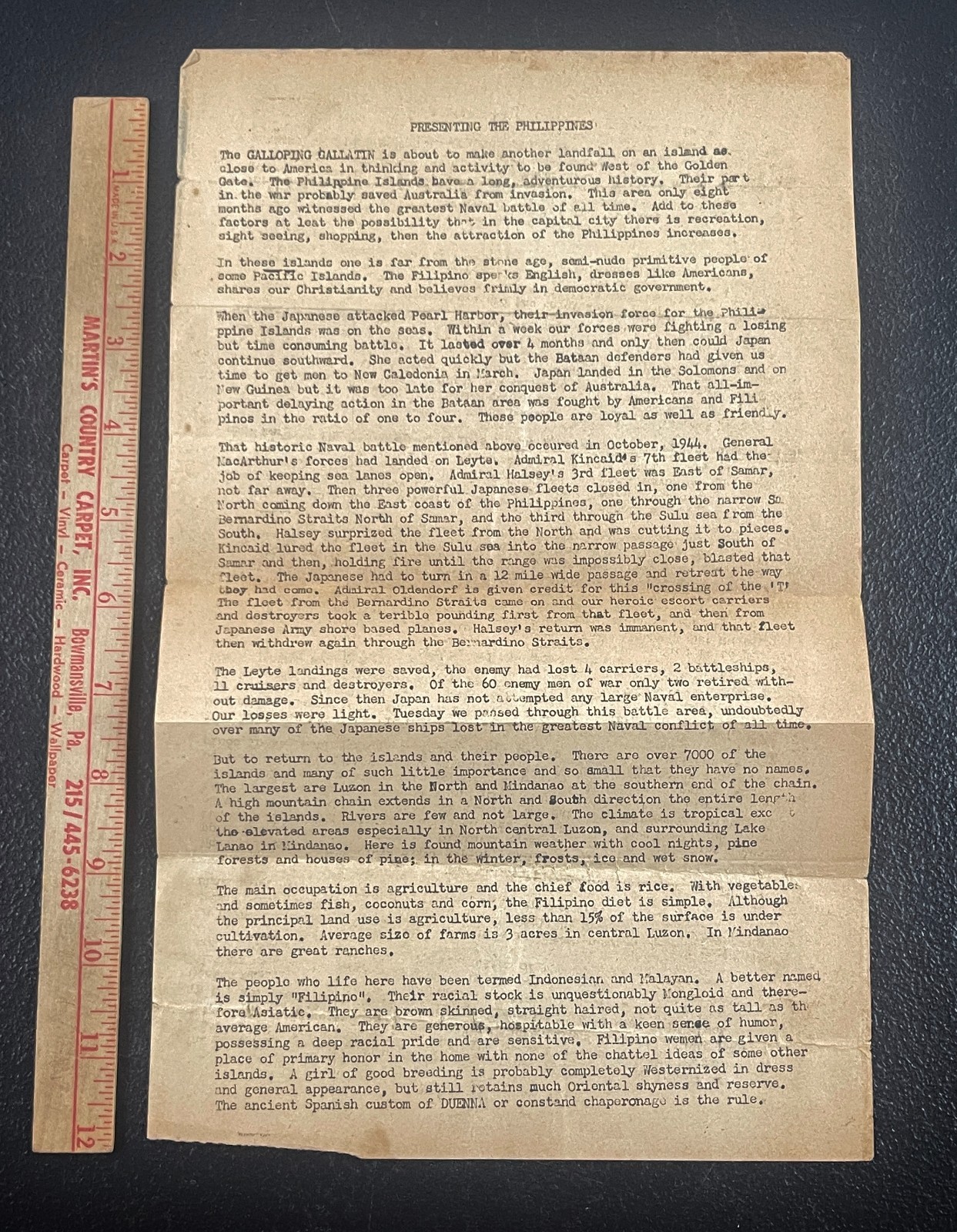 Presenting the Philippines Orig WWII Soldier's Document WW2 Breeding History Presenting the Philippines Orig WWII Soldier's Document WW2 Breeding History