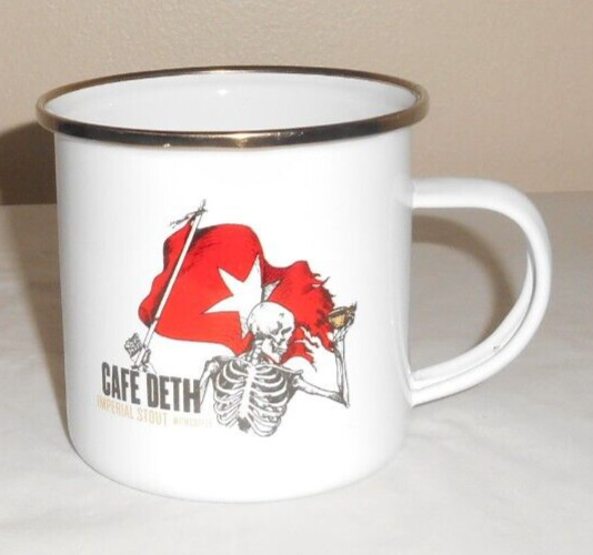 CAFE DETH Skeleton Mug Metal / Enameled 3.25\