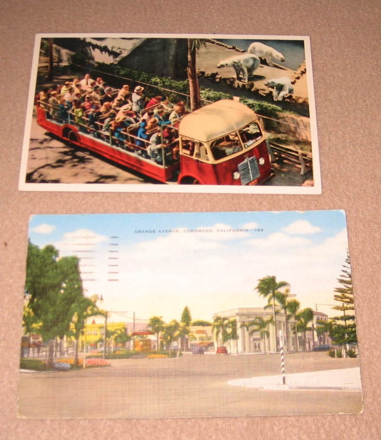 San Diego CA 1950\'s Postcards Lot Lee Restuarant Churches Town Views California