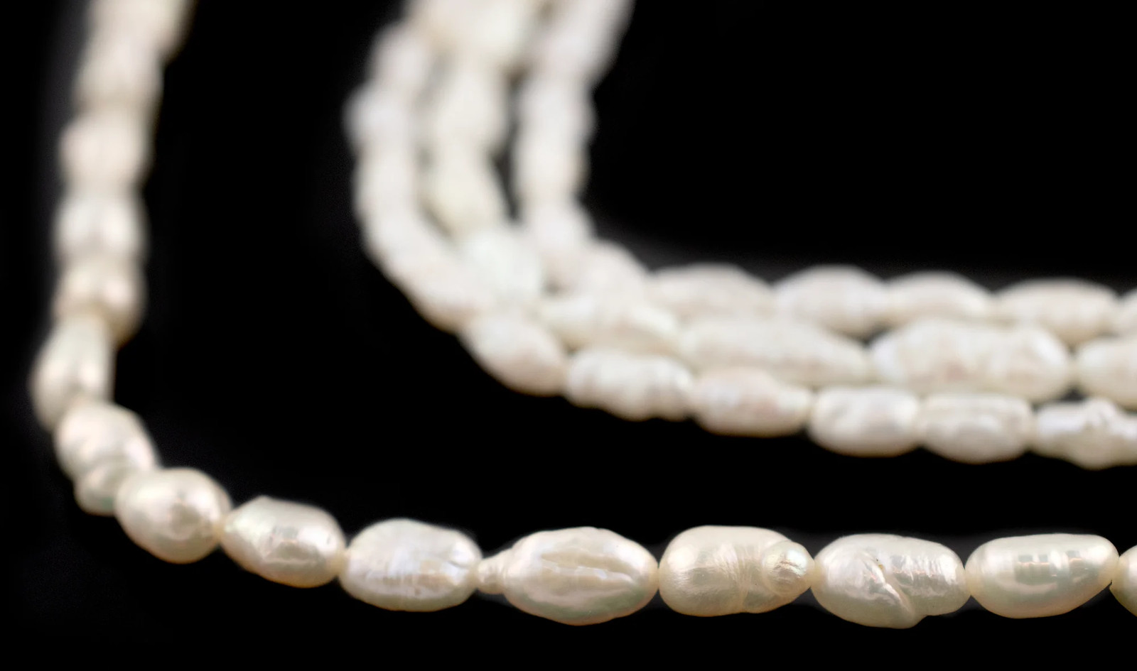 Textured White Vintage Japanese Rice Pearl Beads 2-3mm Oval 16 Inch Strand