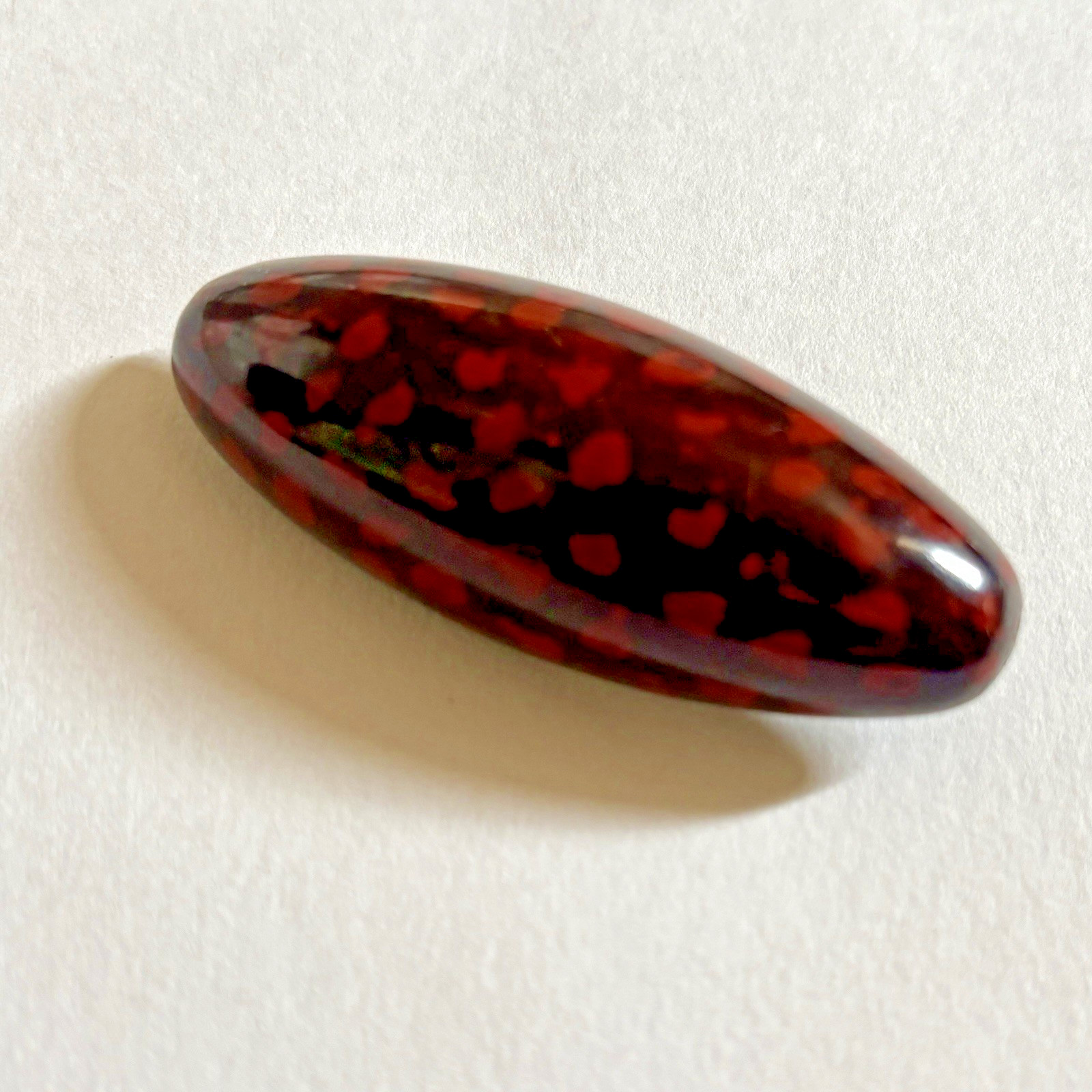 Vintage Japanese Tsugaru Nuri Lacquer Brooch Pin Oval Red Black 5cm Obidome