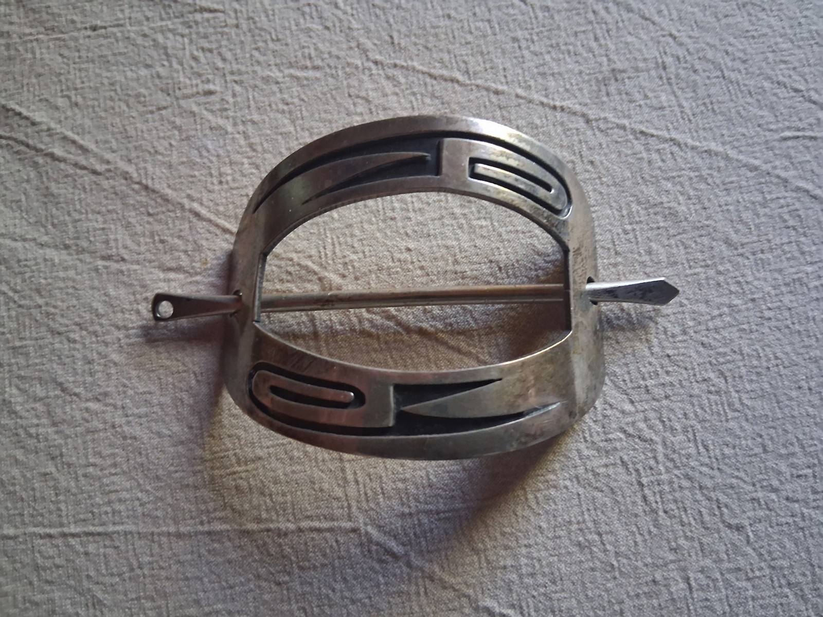 Vintage 1960s-70s ZUNI NAVAJO STER SILVER STAMPED PONYTAIL HAIR HOLDER W SLIDER