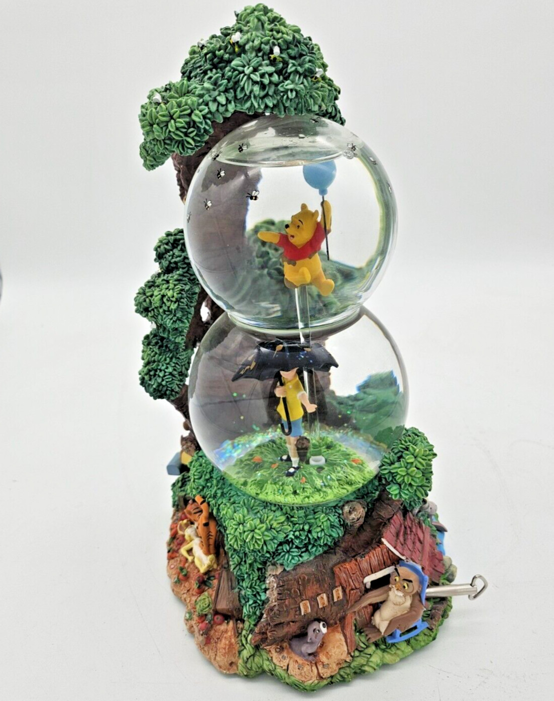 Rare Vtg Disney Winnie The Pooh Two Tier Double Snow Globe - Tested Works