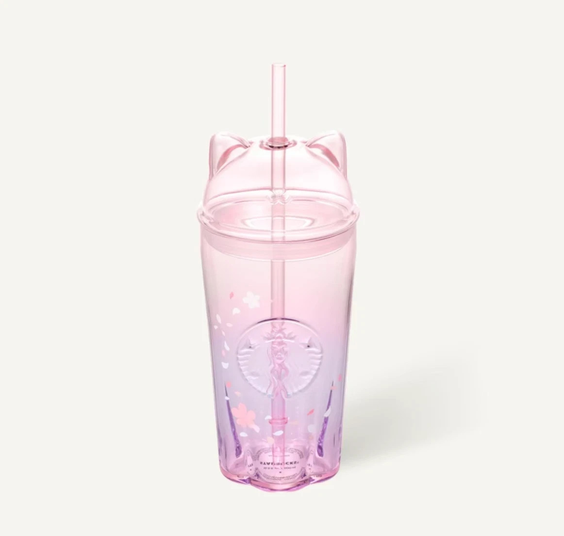 2026 New Starbucks Korea Cherry Blossom Cat Glass Cold Cup 500ml Sakura Tumblers