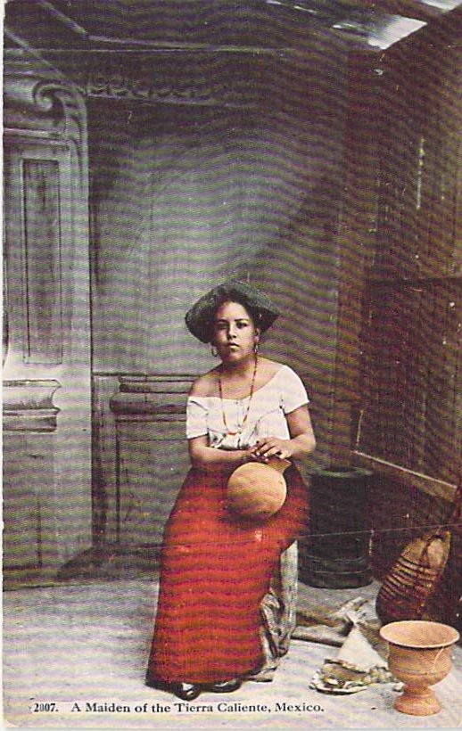 A Maiden of the Tierra Caliente Mexico Woman Traditional Dress Pottery Postcard
