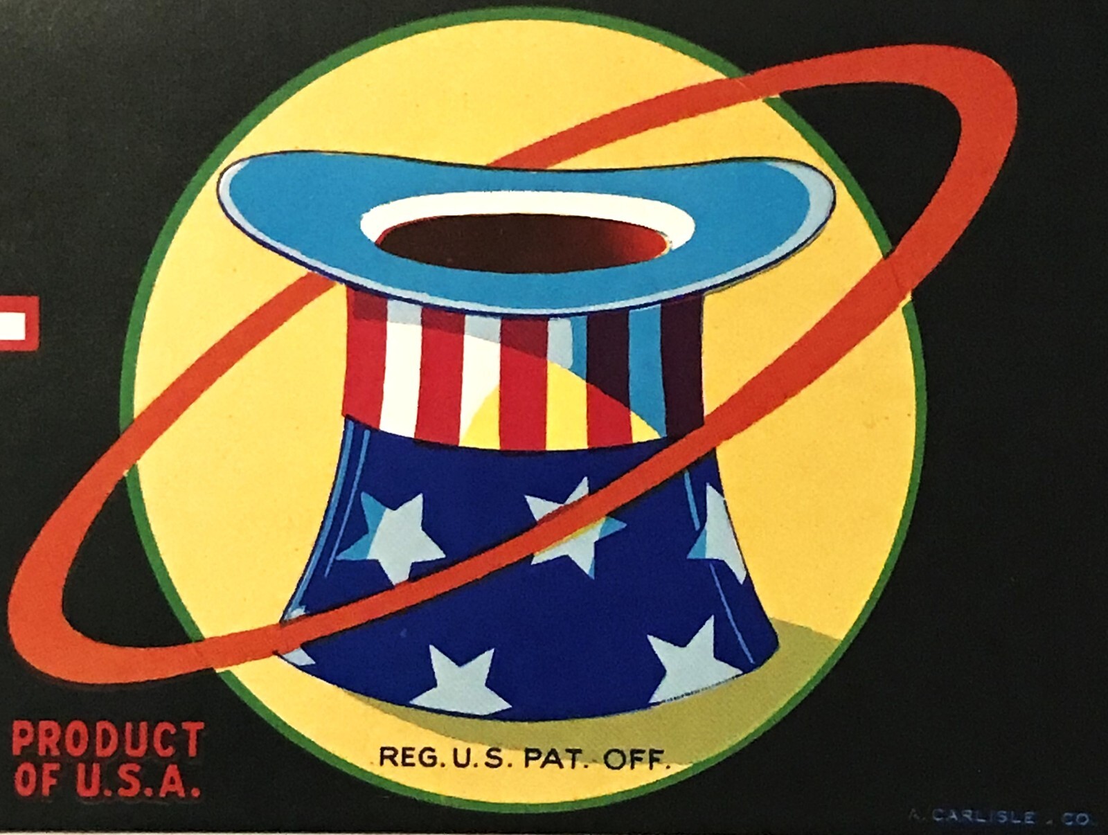 Vintage 1950s Federal Crate Label Fresno, CA, Patriotic Americana Art Decor