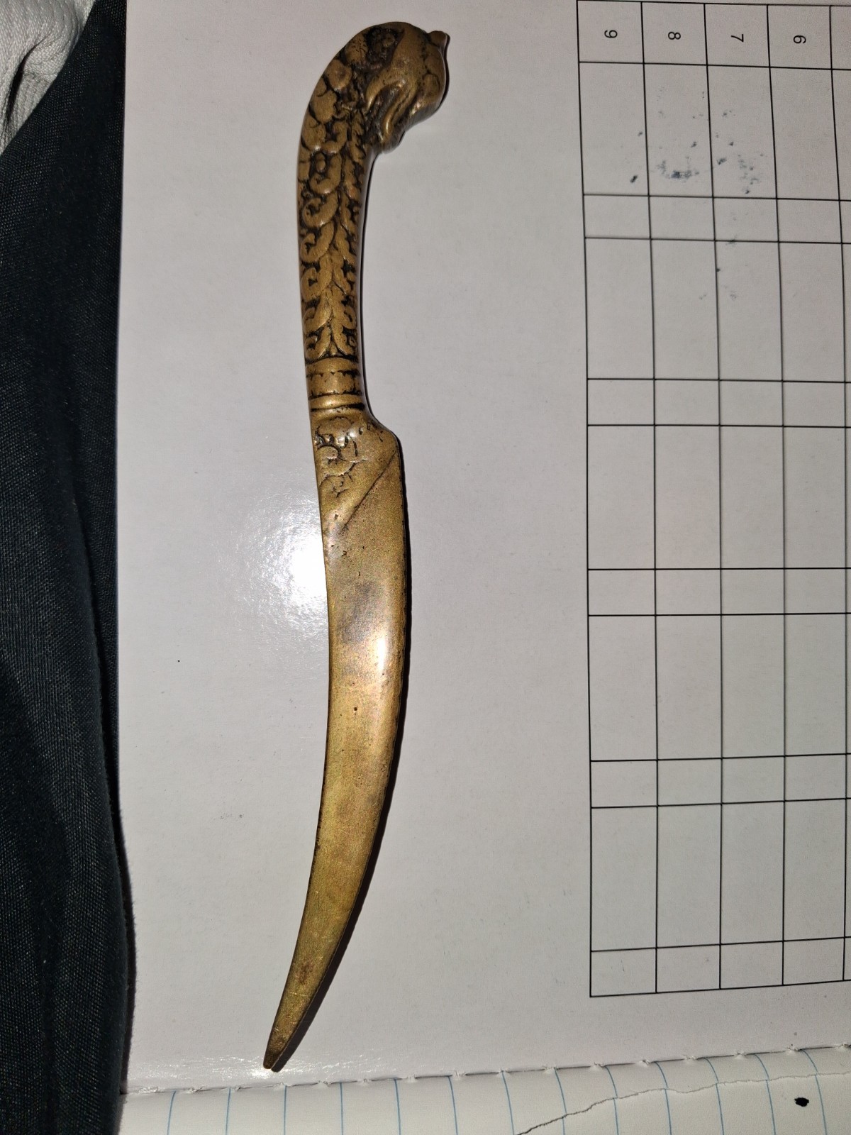 Vintage Antique Turkey Figural Bronze Brass Letter Opener Desk Paper Knife Old