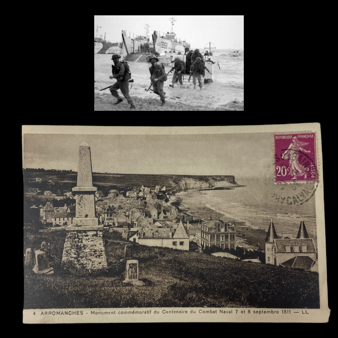 RARE WWII D-Day Arromanches Gold Beach Invasion Reconnaissance Postcard