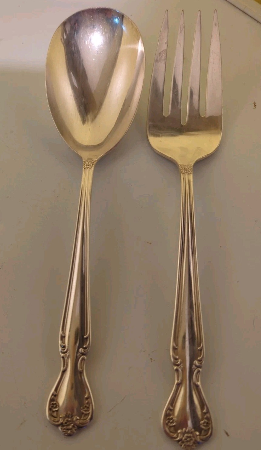 VTG Rogers Bros. ADORATION Silverplate 2 Pc Serving Set Casserole Spoon Fork