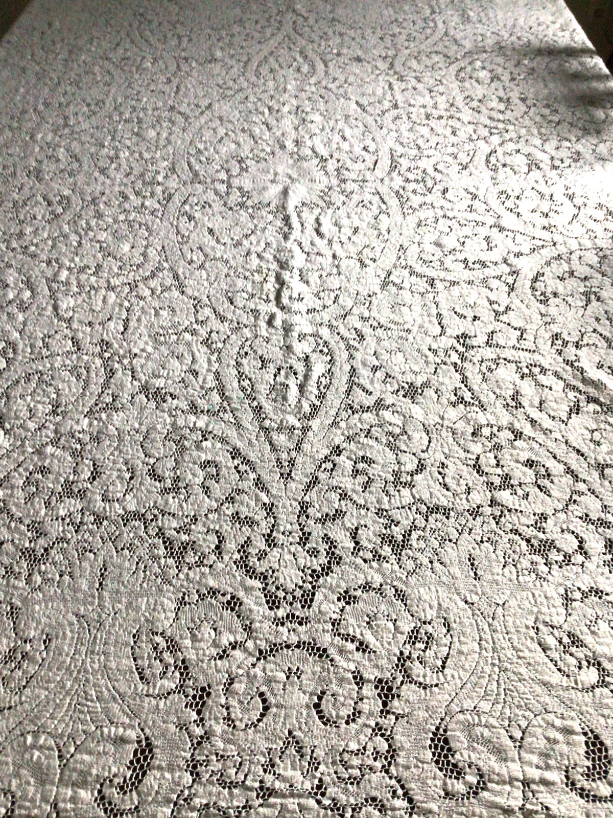 Vintage Beige Lace Tablecloth Quaker?  62 x 80 Crafts Cutter