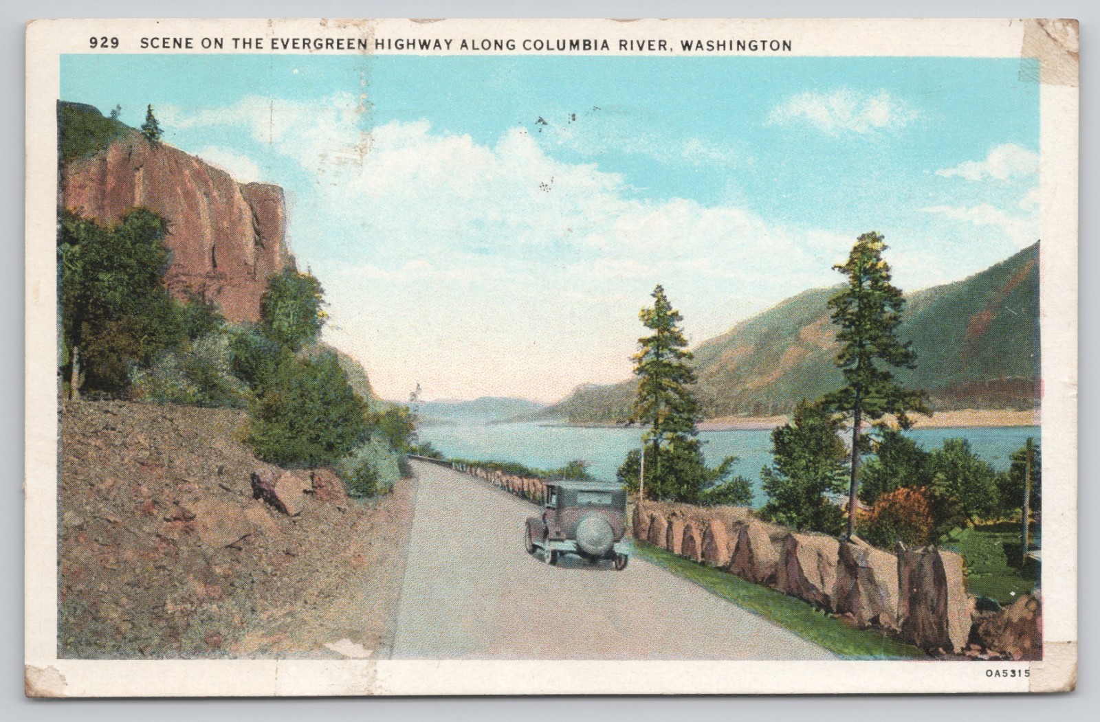 Postcard c1936 Washington Evergreen Highway Along Columbia River