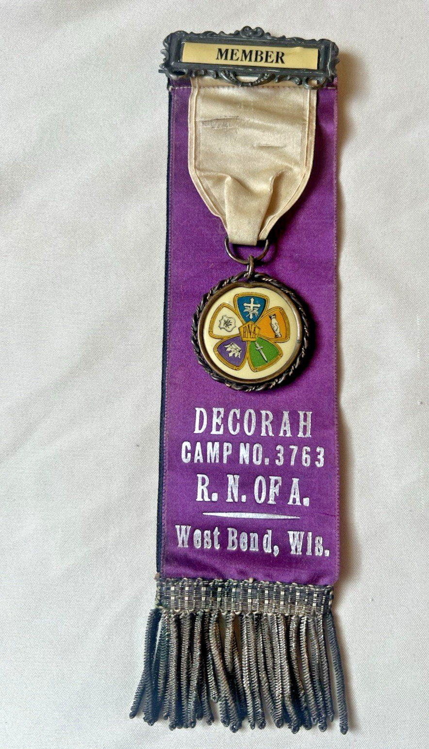 Vintage Rare Royal Neighbors Of America Fraternal Ribbon Medal WEST BEND WI Z