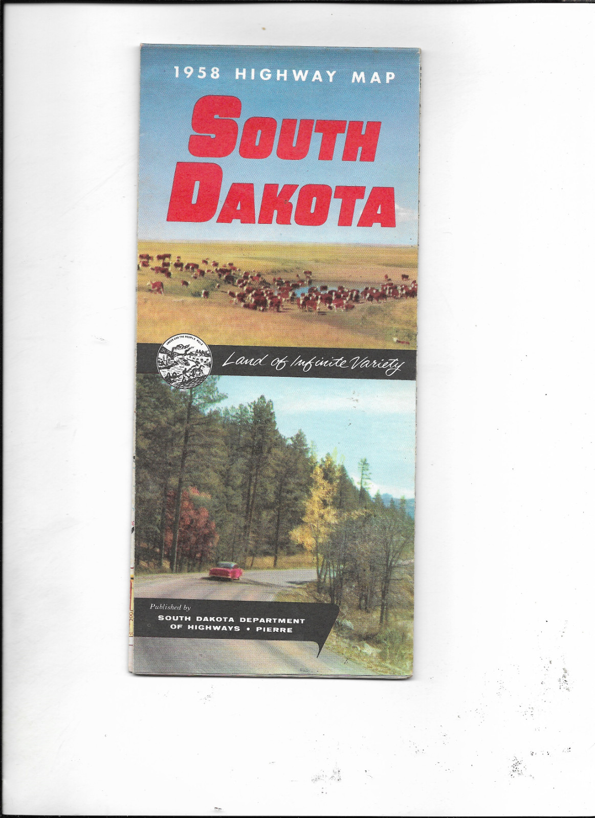 SOUTH DAKOTA---------MAP------1958