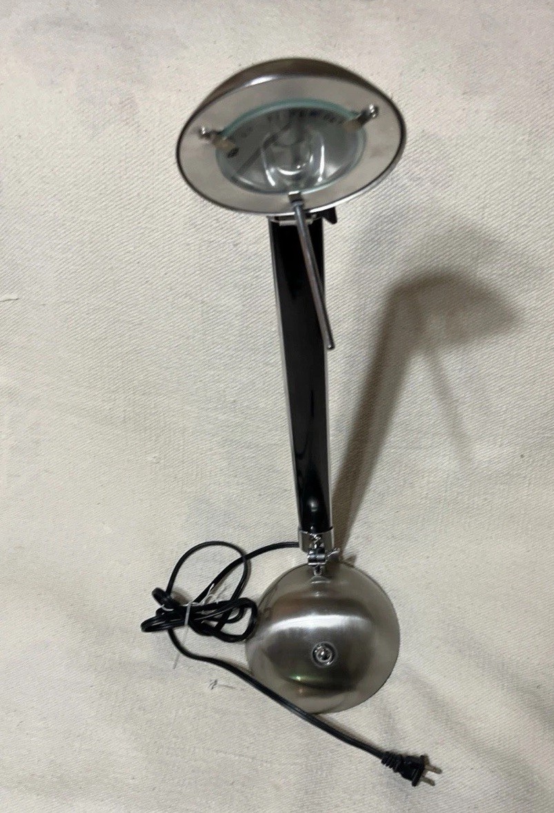 Pristine Vtg 1990s Postmodern Lite Source 3-Way Touch Desk Lamp Black & Chrome Pristine Vtg 1990s Postmodern Lite Source 3-Way Touch Desk Lamp Black & Chrome