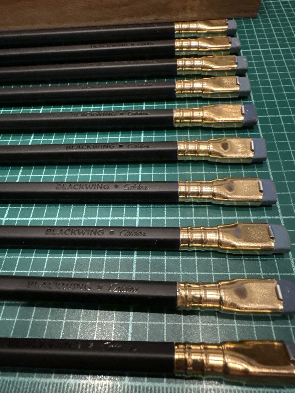 10 - Blackwing “Calder” Black Pencils, Gold tops, Gray Erasers, QC Seconds 10 - Blackwing “Calder” Black Pencils, Gold tops, Gray Erasers, QC Seconds